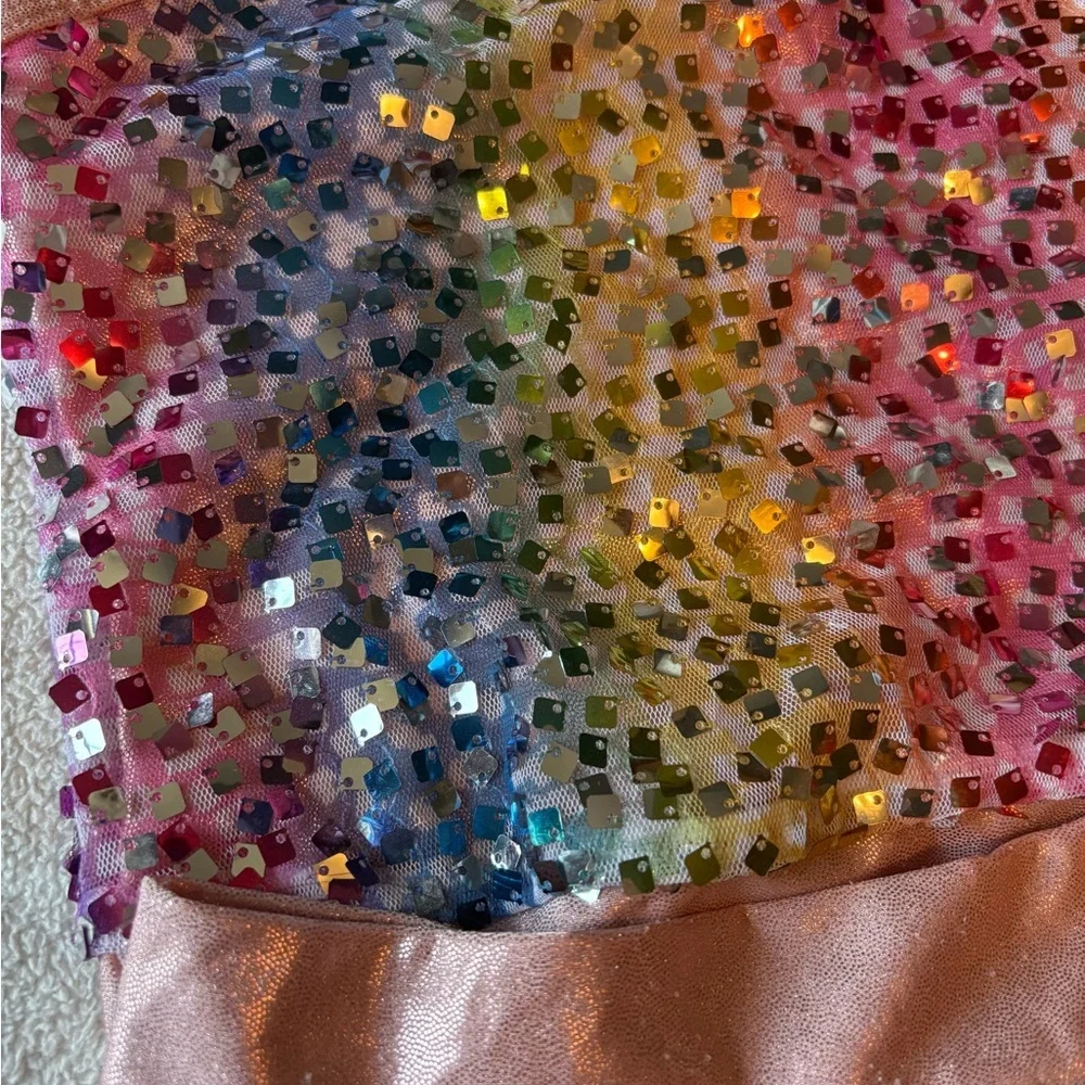 Curtain Call Sequin Sparkling Multicolor Dance Set, Leotard + Skirt. Sz CSM